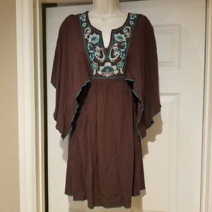 XOXO Brown Fluttery Mini Dress Sz 7 Juniors